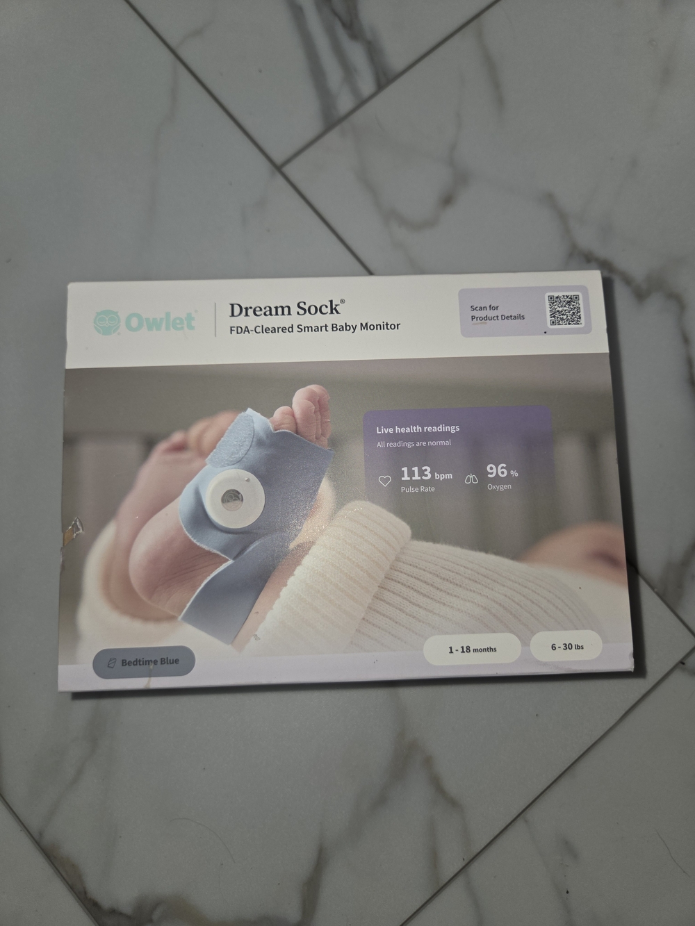 Owlet Dream Sock Smart Baby Monitor - Bedtime Blue
